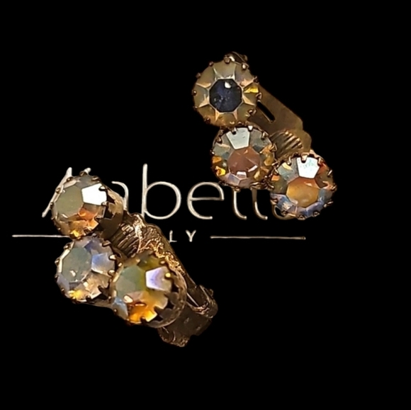 Vintage Austrian Cotton Candy Pink Blue Saphiret Like ZC Clip Earrings - Picture 7 of 7